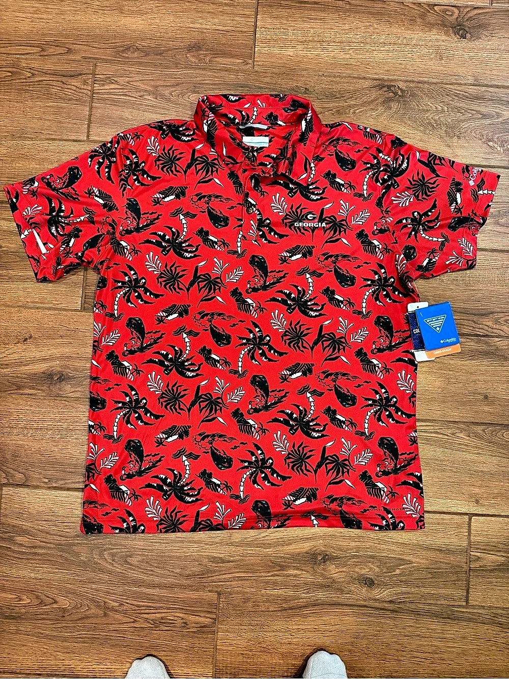Columbia Georgia Bulldogs Print polo Shirt Large NWT